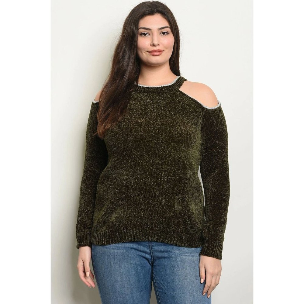 CANDY WOMENS PLUS SIZE SWEATER Green\Burgundy